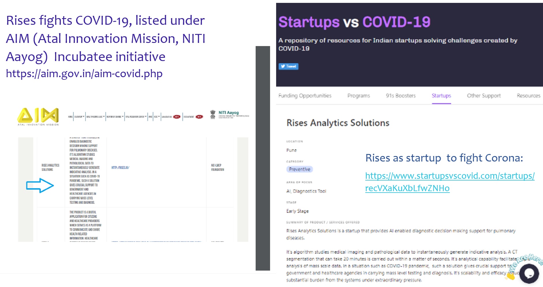 Shortlisted by national agencies fighting COVID-19