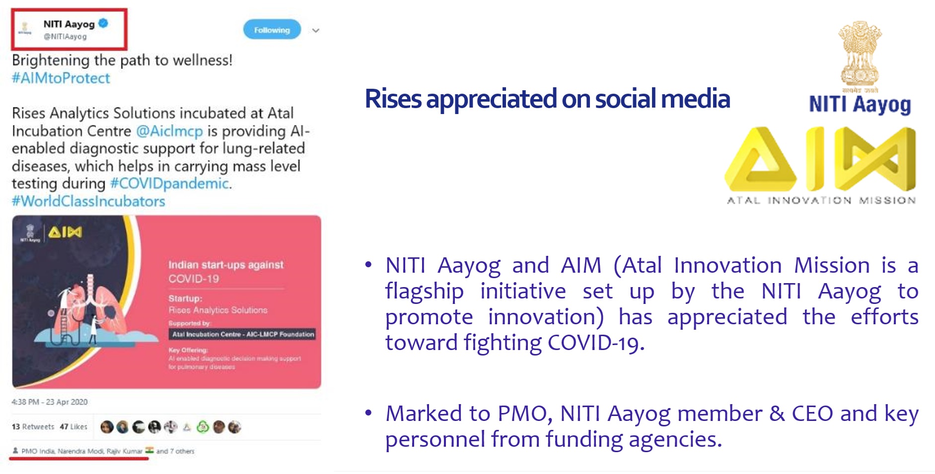 NITI Aayog and AIM social media appreciation